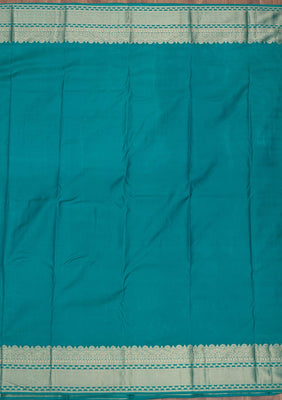 Turquoise Blue Zariwork Pure Silk Saree