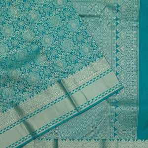 Turquoise Blue Zariwork Pure Silk Saree