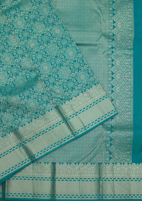 Turquoise Blue Zariwork Pure Silk Saree