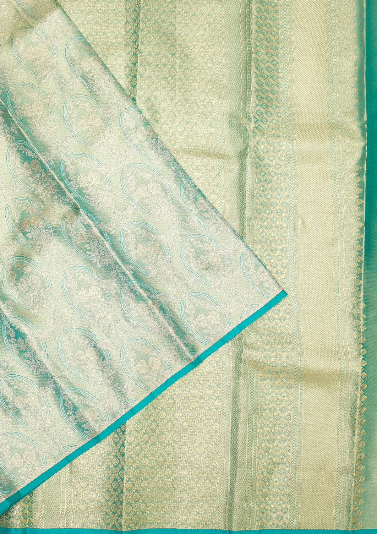 Turquoise Blue Zariwork Pure Silk Saree