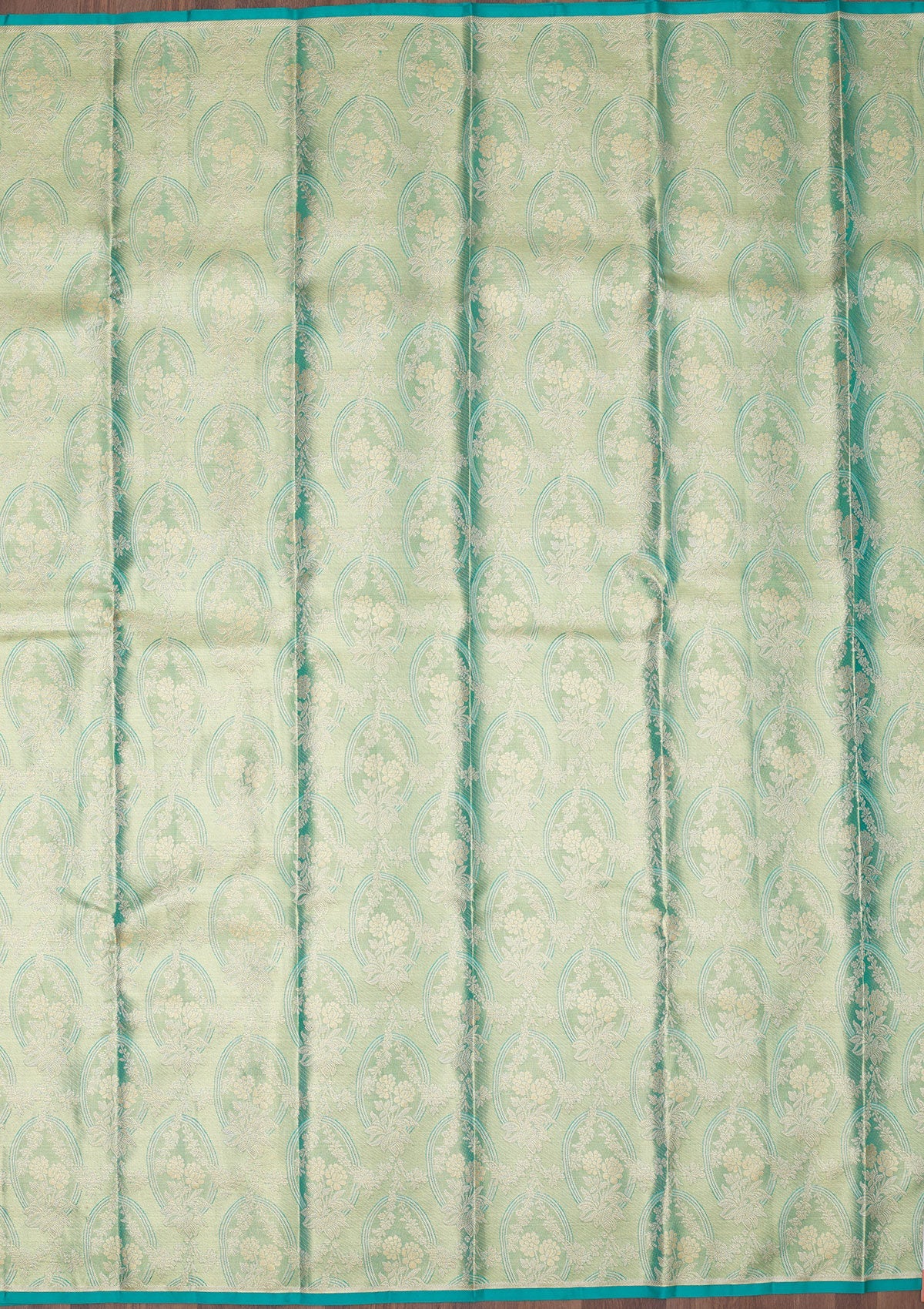 Turquoise Blue Zariwork Pure Silk Saree