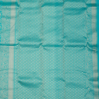 Turquoise Blue Zariwork Pure Silk Saree