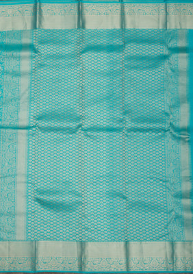 Turquoise Blue Zariwork Pure Silk Saree
