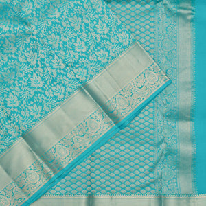 Turquoise Blue Zariwork Pure Silk Saree