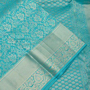 Turquoise Blue Zariwork Pure Silk Saree