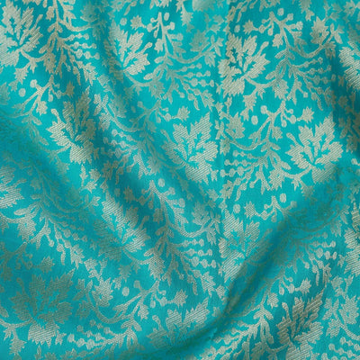 Turquoise Blue Zariwork Pure Silk Saree