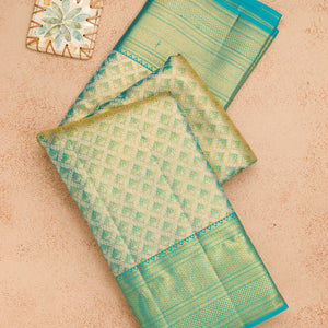 Turquoise Blue Zariwork Pure Silk Saree