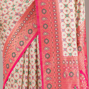 White Zariwork Banarasi Silk Saree