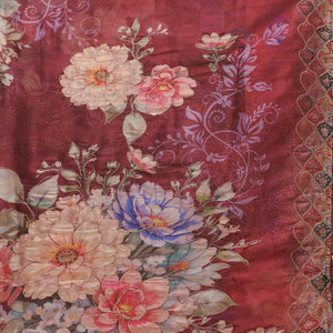 Wine Printed Tissue Saree