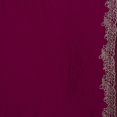 Wine Swarovski Satin Saree