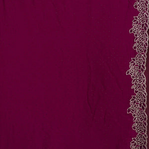 Wine Swarovski Satin Saree