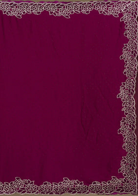 Wine Swarovski Satin Saree