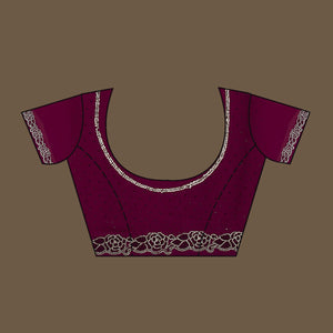 Wine Swarovski Satin Saree