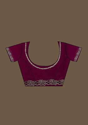 Wine Swarovski Satin Saree