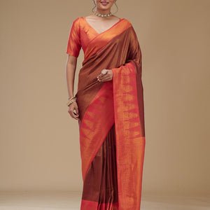 Wine Zariwork Art Silk Saree