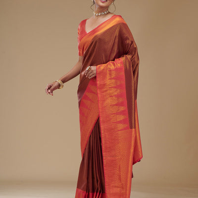 Wine Zariwork Art Silk Saree