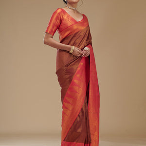 Wine Zariwork Art Silk Saree