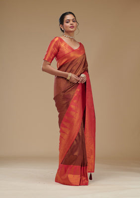Wine Zariwork Art Silk Saree