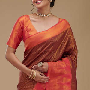 Wine Zariwork Art Silk Saree