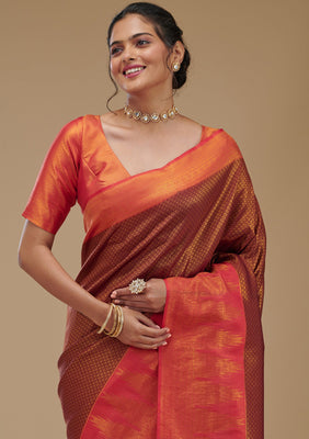 Wine Zariwork Art Silk Saree