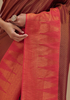 Wine Zariwork Art Silk Saree