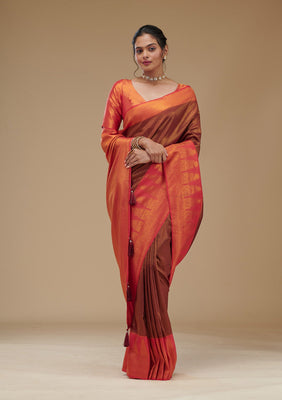 Wine Zariwork Art Silk Saree