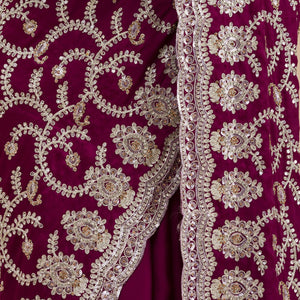 Wine Zariwork Georgette Saree
