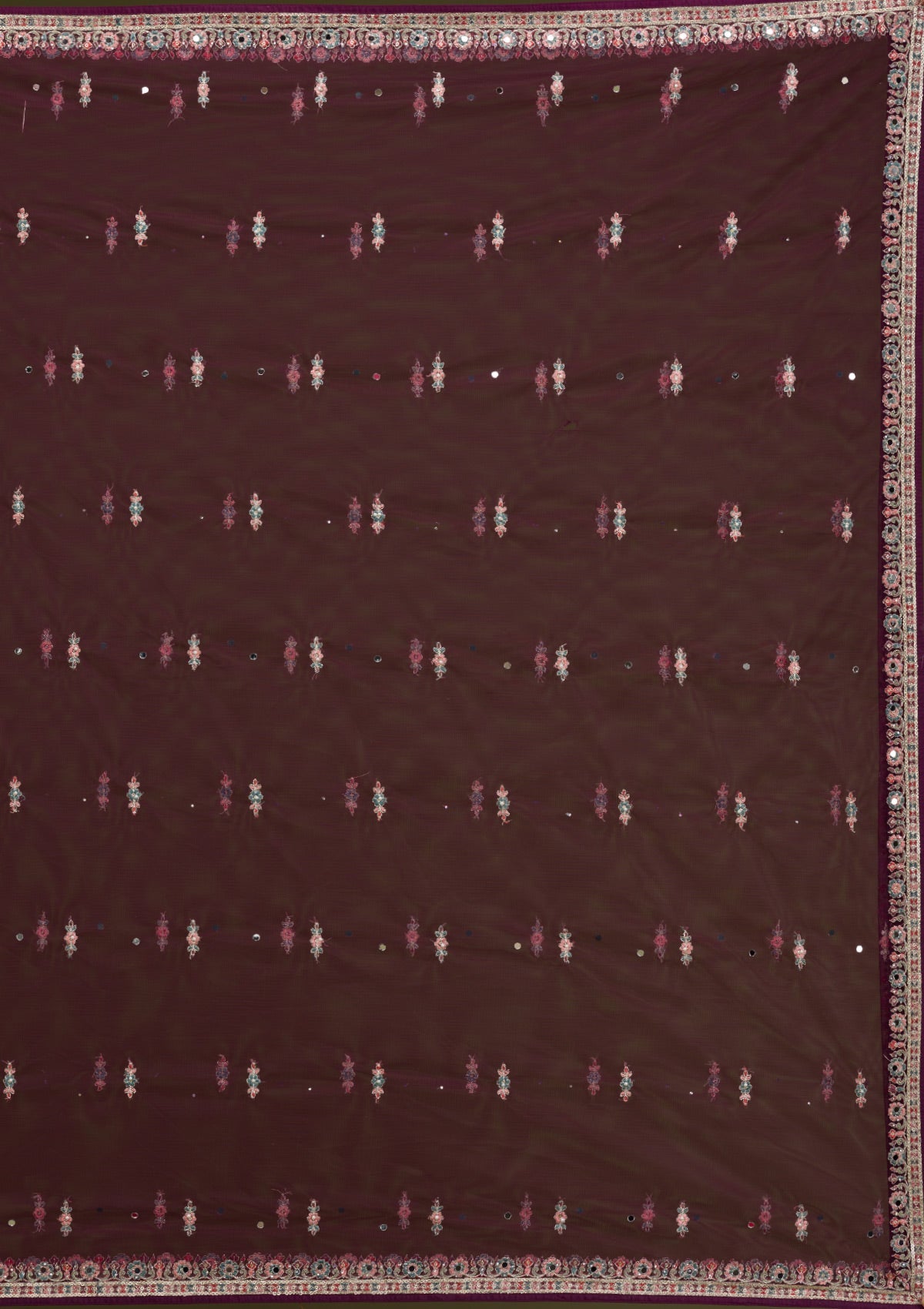 Wine Zariwork Net Readymade Lehenga