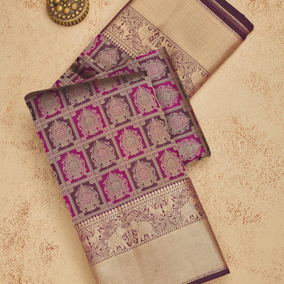 Wine Zariwork Pure Silk Saree
