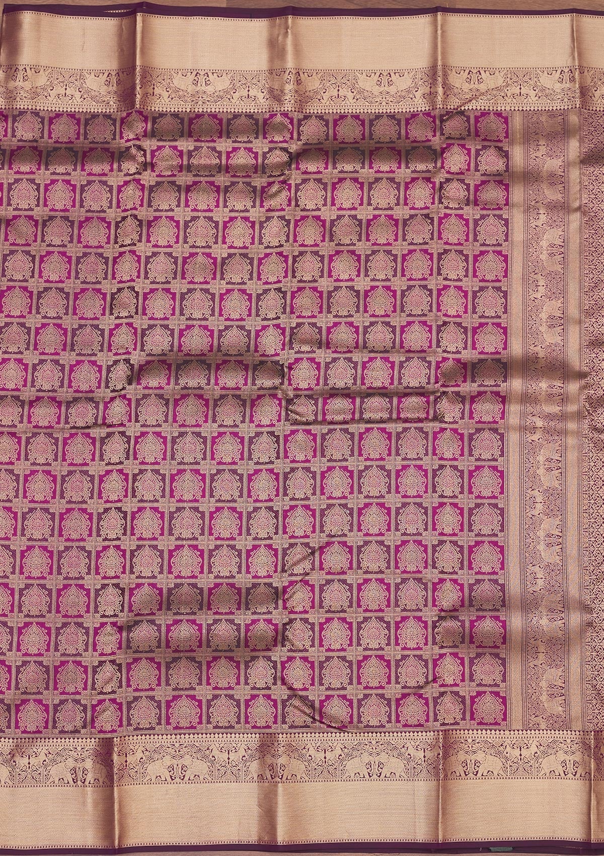 Wine Zariwork Pure Silk Saree