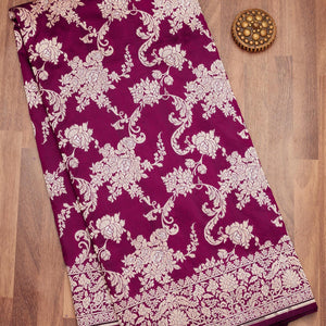 Wine Zariwork Pure Silk Saree