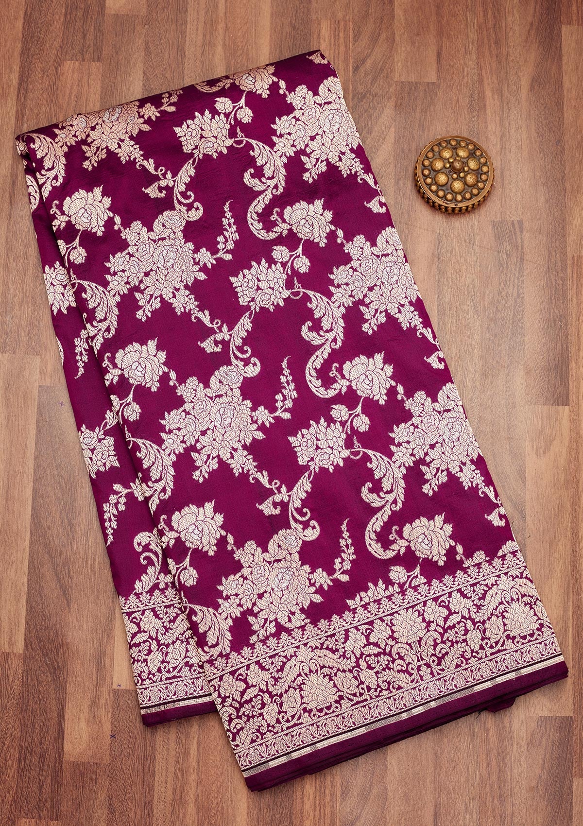 Wine Zariwork Pure Silk Saree