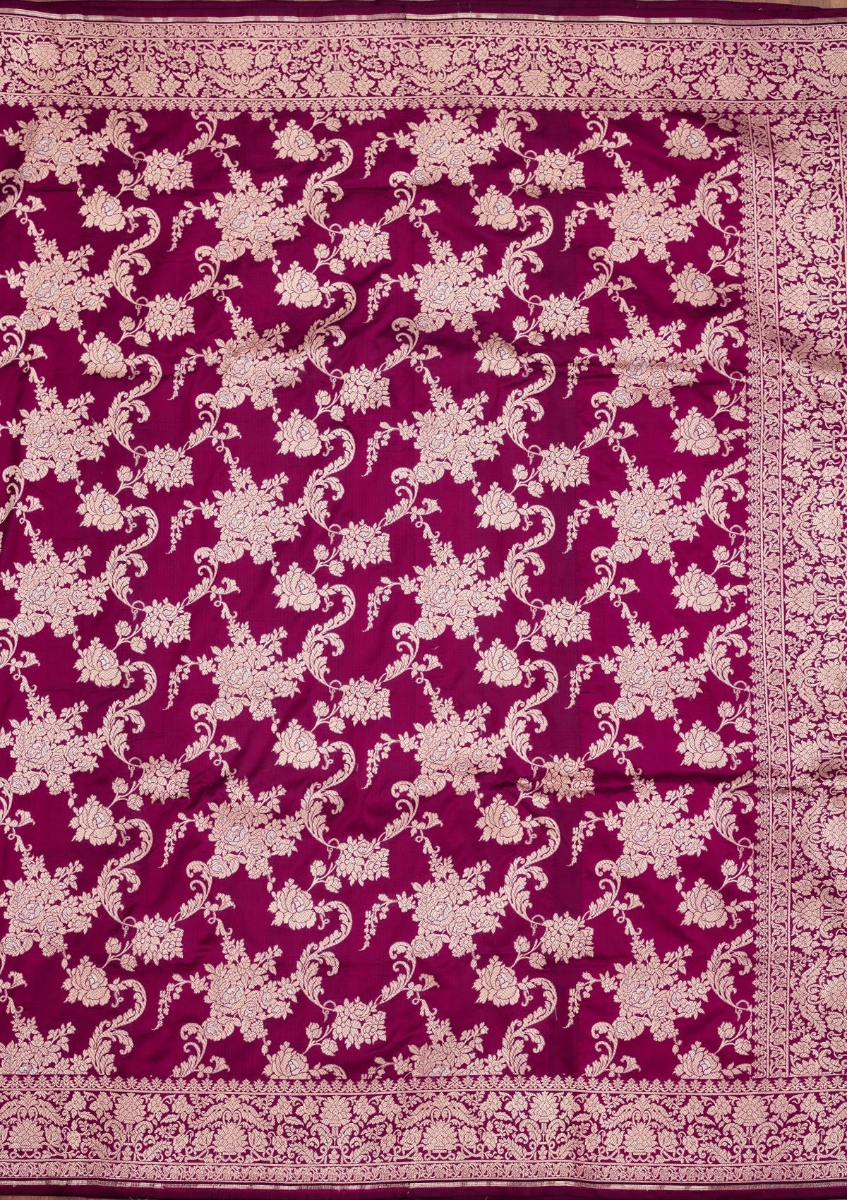 Wine Zariwork Pure Silk Saree