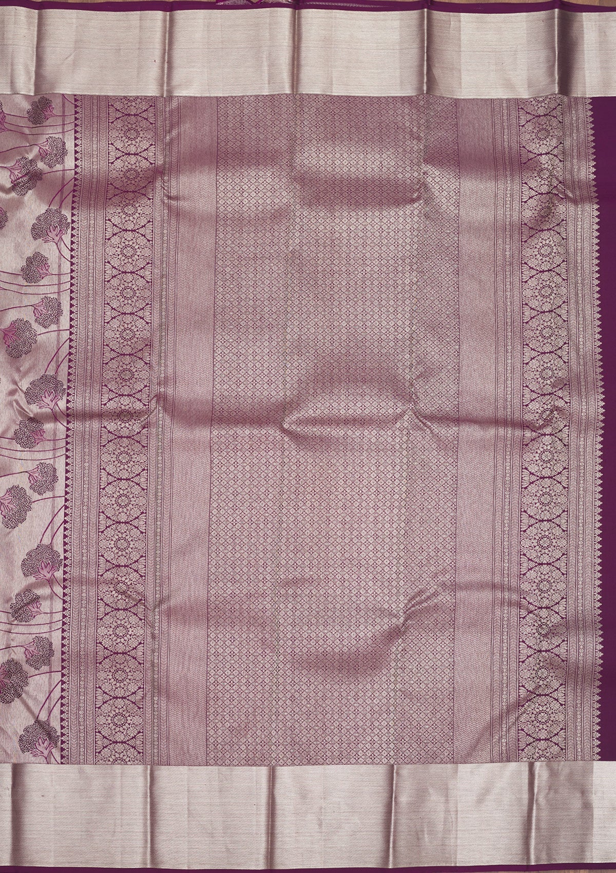 Wine Zariwork Pure Silk Saree