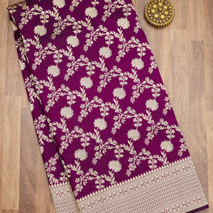 Wine Zariwork Pure Silk Saree