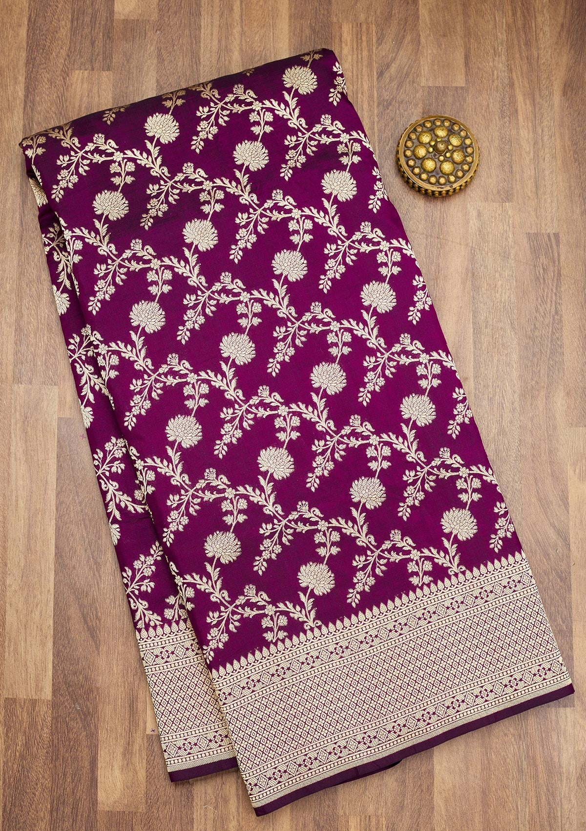 Wine Zariwork Pure Silk Saree