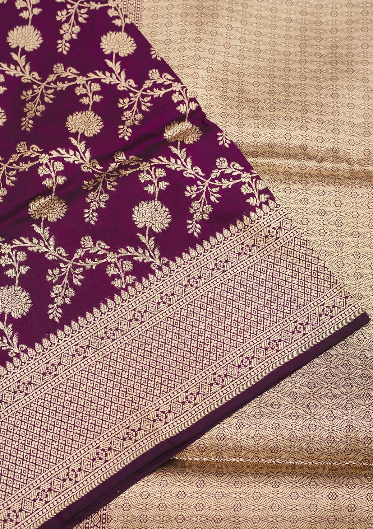 Wine Zariwork Pure Silk Saree