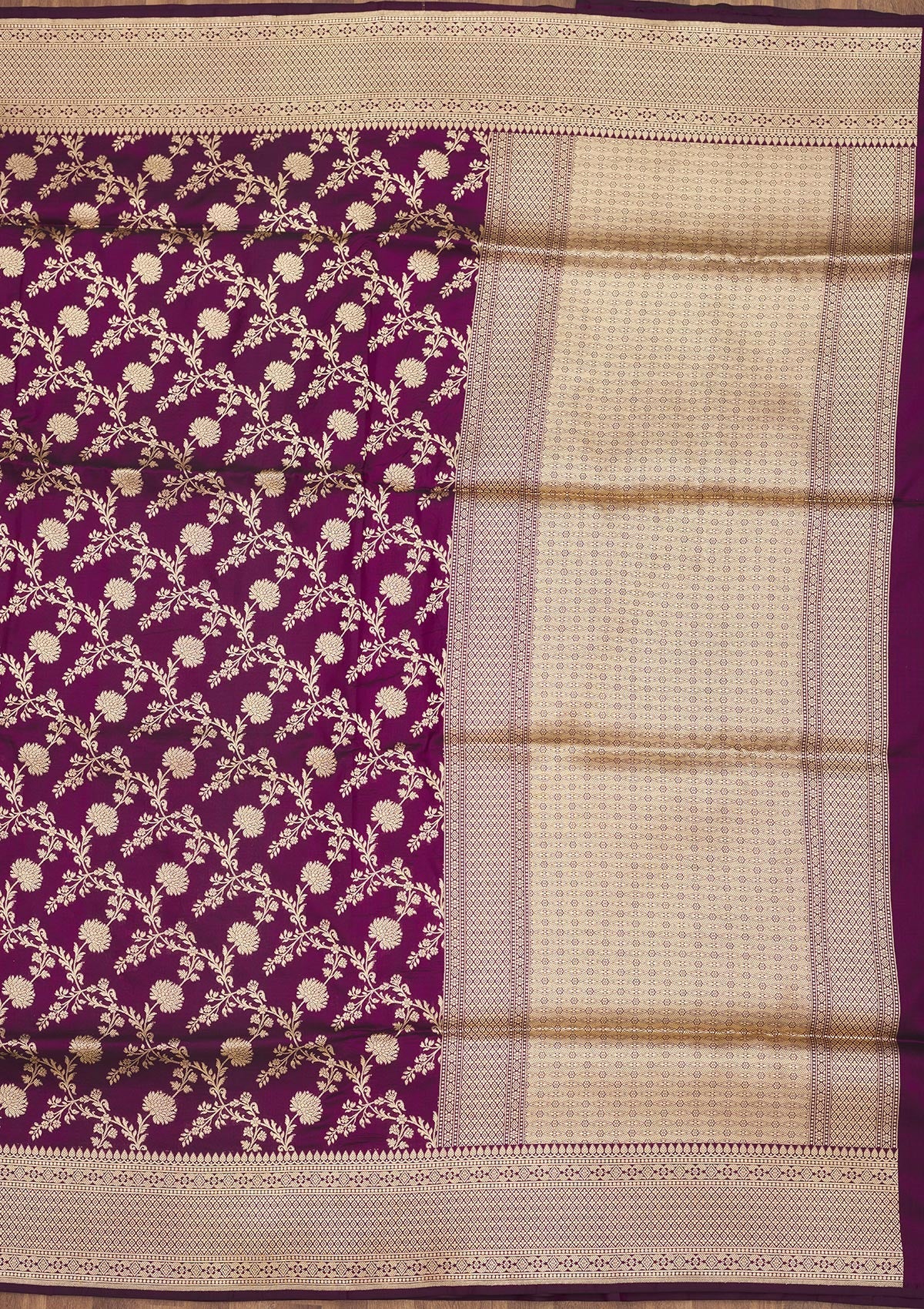 Wine Zariwork Pure Silk Saree