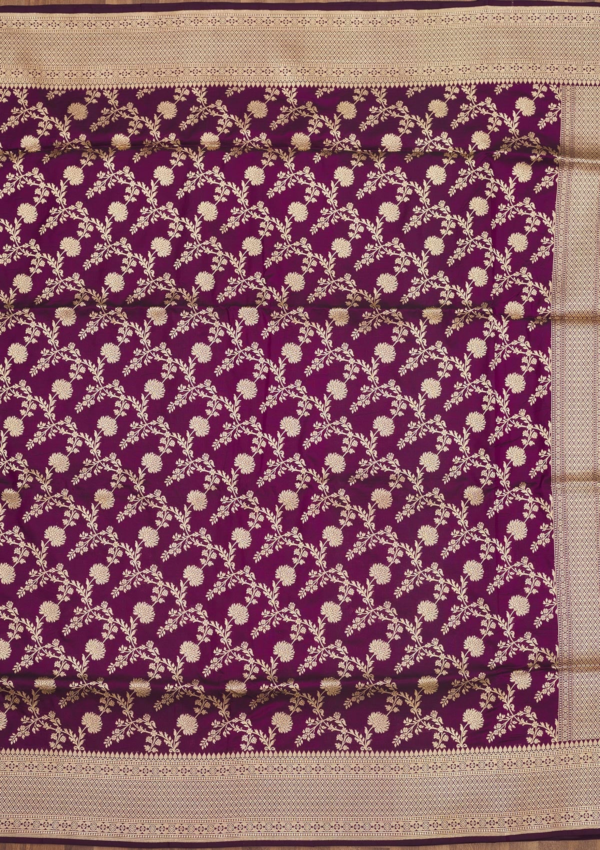 Wine Zariwork Pure Silk Saree