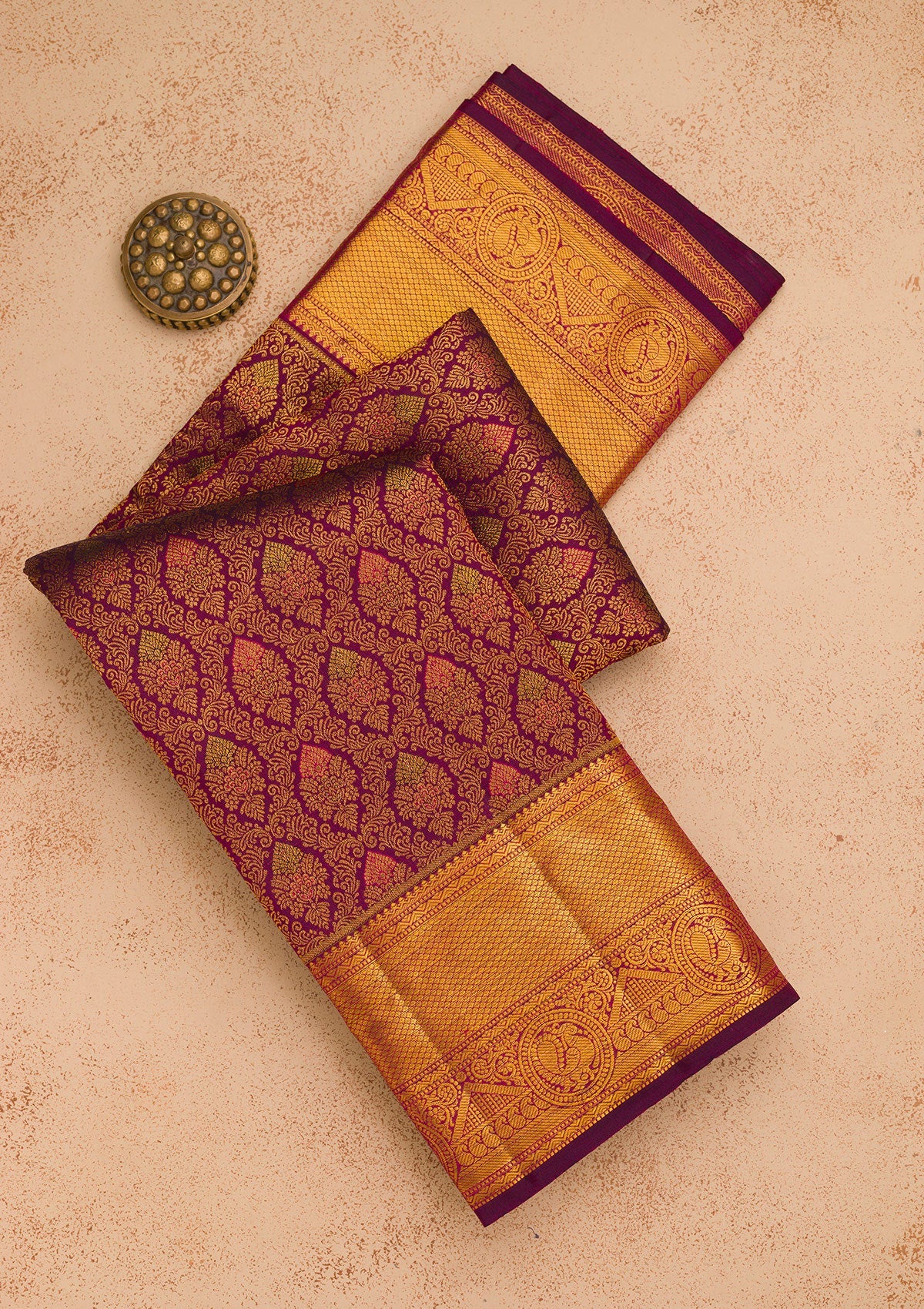 Wine Zariwork Pure Silk Saree