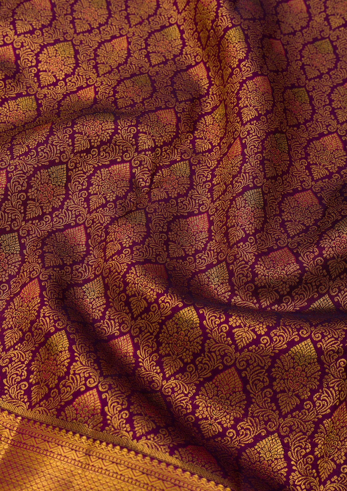 Wine Zariwork Pure Silk Saree