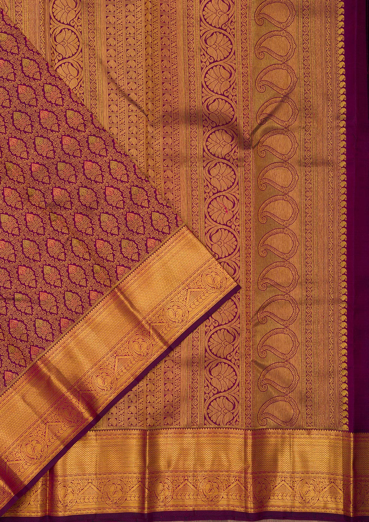 Wine Zariwork Pure Silk Saree