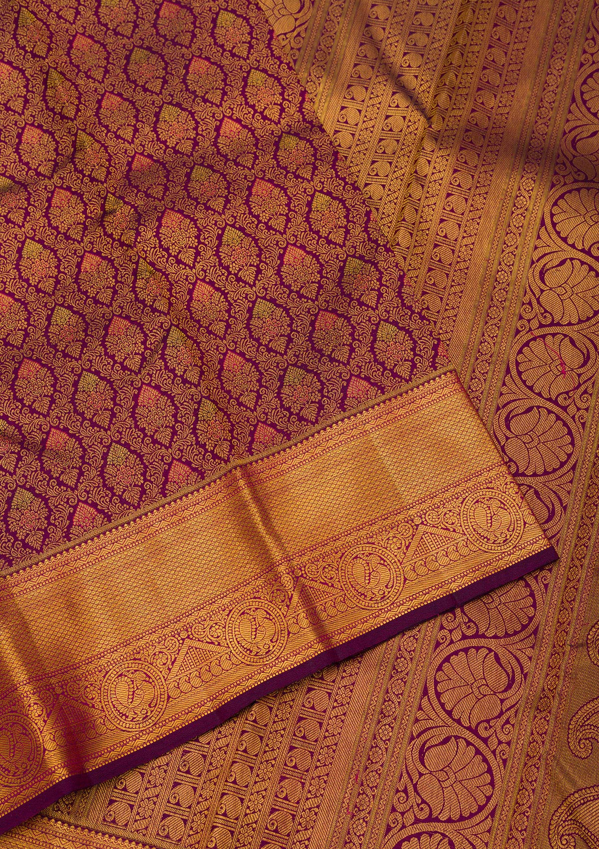 Wine Zariwork Pure Silk Saree