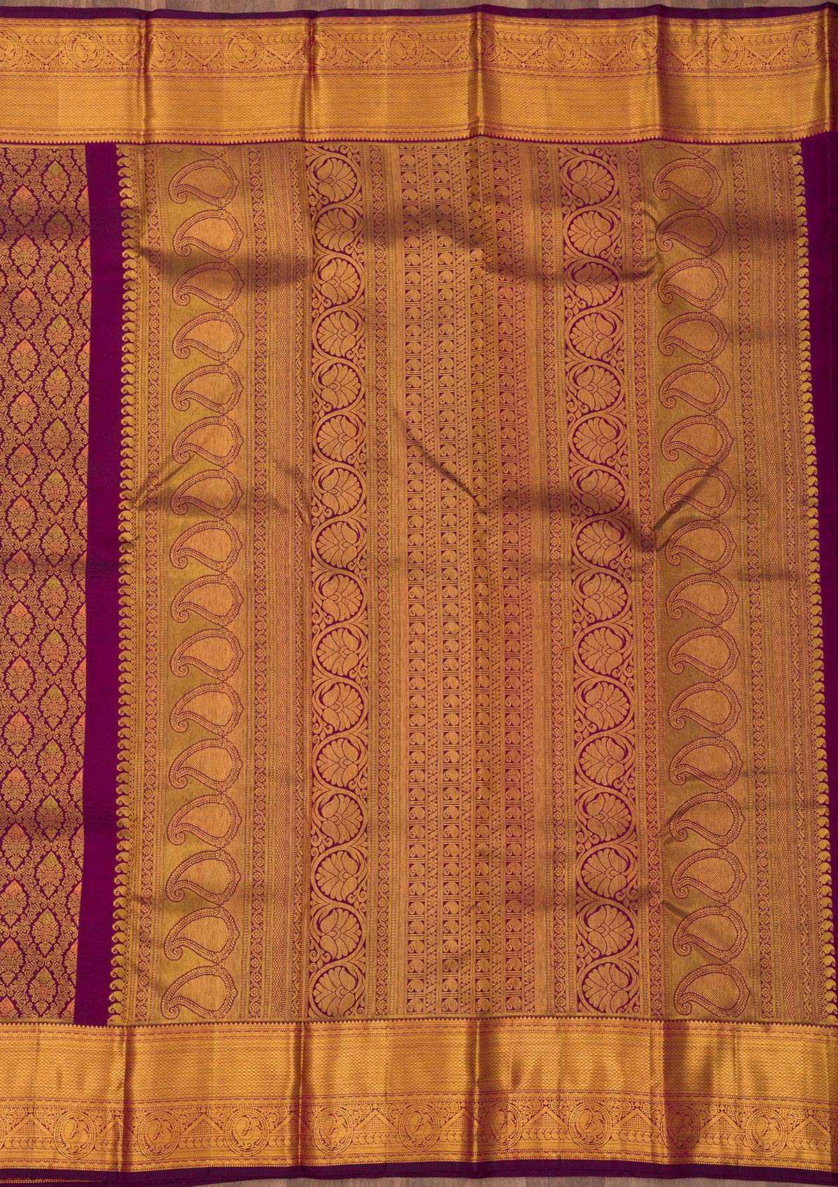 Wine Zariwork Pure Silk Saree