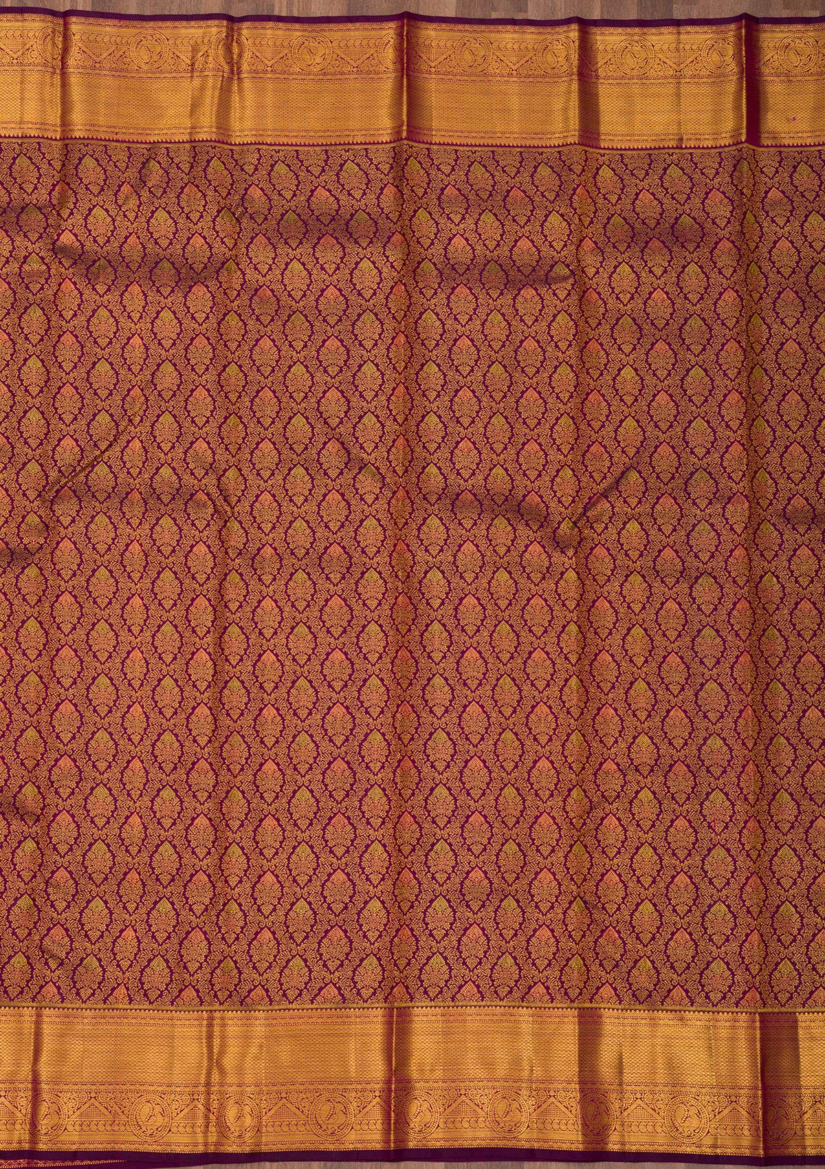 Wine Zariwork Pure Silk Saree