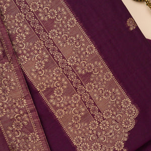 Wine Zariwork Soft Silk Unstitched Salwar Suit