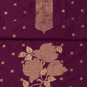 Wine Zariwork Soft Silk Unstitched Salwar Suit