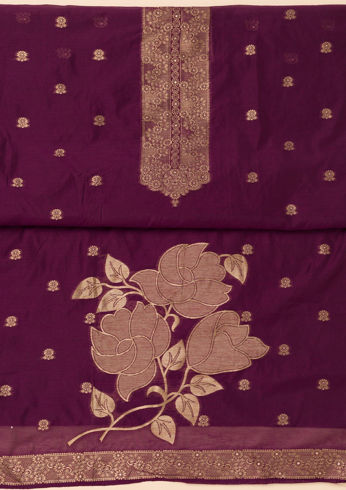 Wine Zariwork Soft Silk Unstitched Salwar Suit
