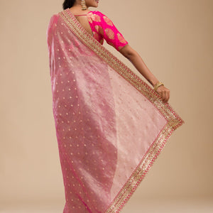 Wine Zariwork Tissue Saree