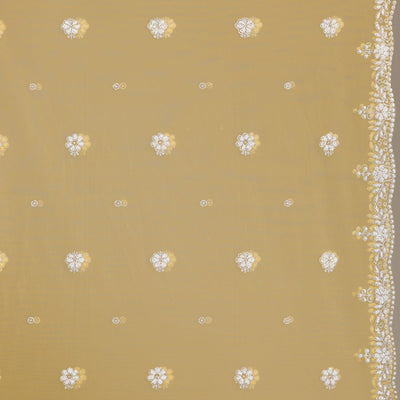 Yellow Pearlwork Net Gown